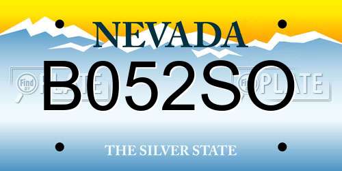 B052SO Nevada License Plate