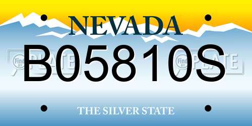 B05810S Nevada License Plate