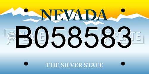 B058583 Nevada License Plate