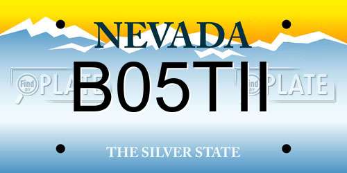 B05TII Nevada License Plate