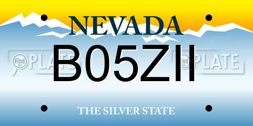 B05ZII Nevada License Plate