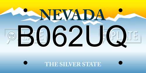 B062UQ Nevada License Plate