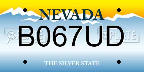 B067UD Nevada License Plate