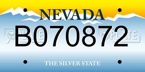 B070872 Nevada License Plate