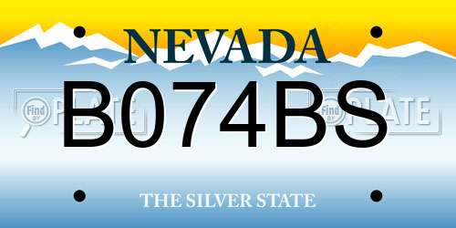 B074BS Nevada License Plate
