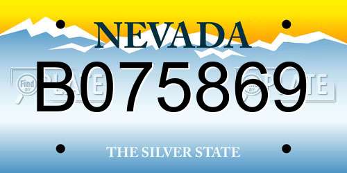 B075869 Nevada License Plate