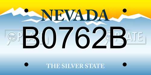 B0762B Nevada License Plate