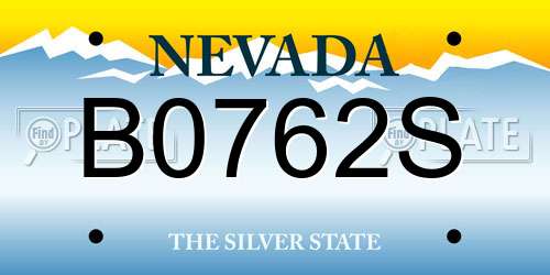 B0762S Nevada License Plate