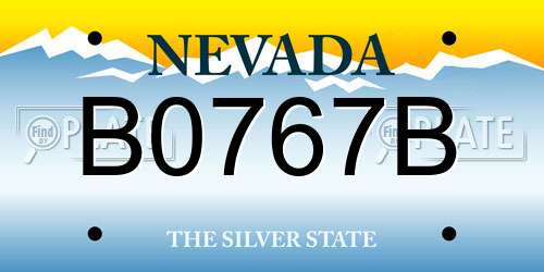 B0767B Nevada License Plate