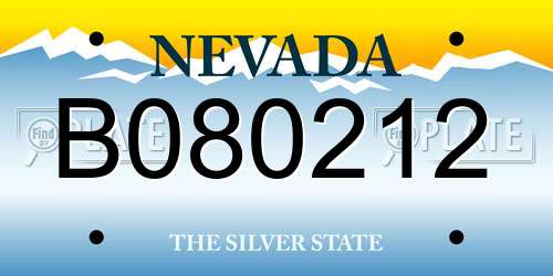 B080212 Nevada License Plate