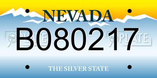 B080217 Nevada License Plate