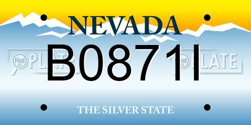 B0871I Nevada License Plate