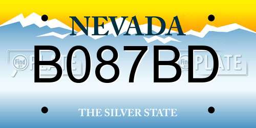 B087BD Nevada License Plate