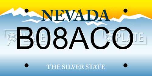 B08ACO Nevada License Plate