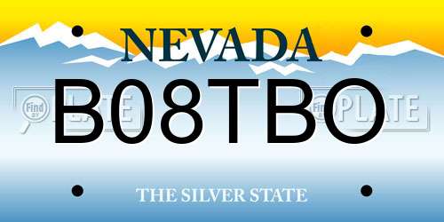 B08TBO Nevada License Plate
