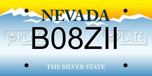 B08ZII Nevada License Plate