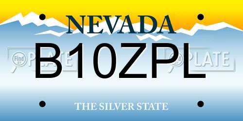 B10ZPL Nevada License Plate