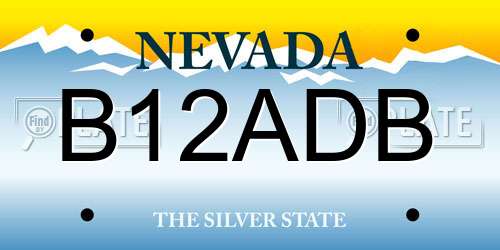 B12ADB Nevada License Plate