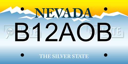 B12AOB Nevada License Plate