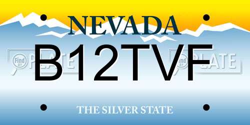 B12TVF Nevada License Plate