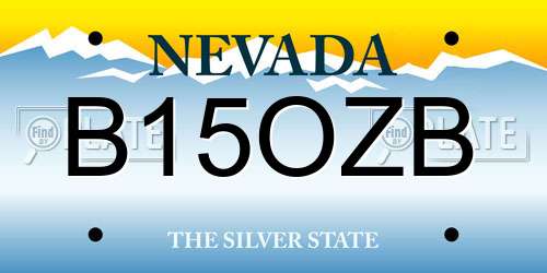 B15OZB Nevada License Plate
