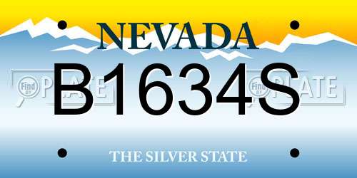 B1634S Nevada License Plate
