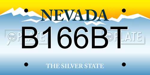 B166BT Nevada License Plate