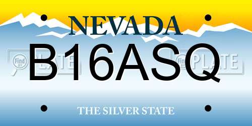 B16ASQ Nevada License Plate
