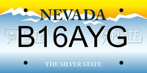 B16AYG Nevada License Plate