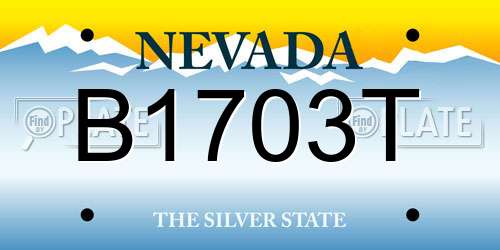 B1703T Nevada License Plate