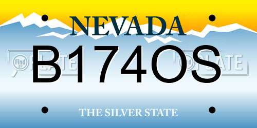 B174OS Nevada License Plate
