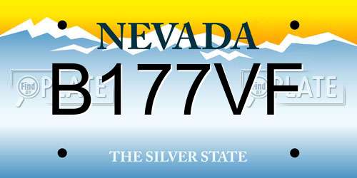 B177VF Nevada License Plate