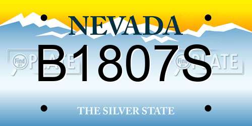 B1807S Nevada License Plate