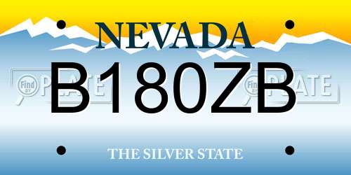 B180ZB Nevada License Plate
