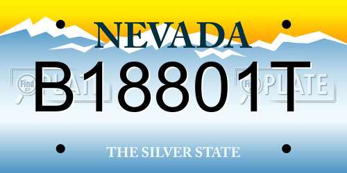 B18801T Nevada License Plate
