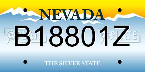B18801Z Nevada License Plate