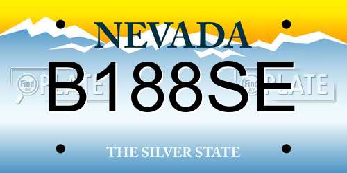 B188SE Nevada License Plate