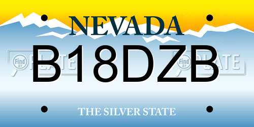 B18DZB Nevada License Plate
