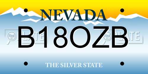 B18OZB Nevada License Plate