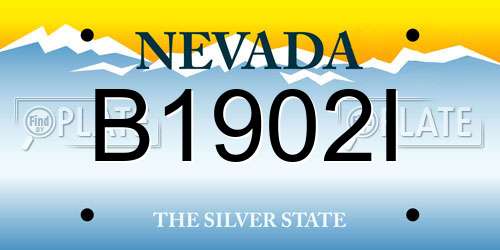 B1902I Nevada License Plate