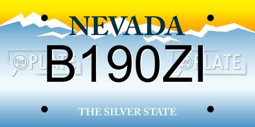 B190ZI Nevada License Plate