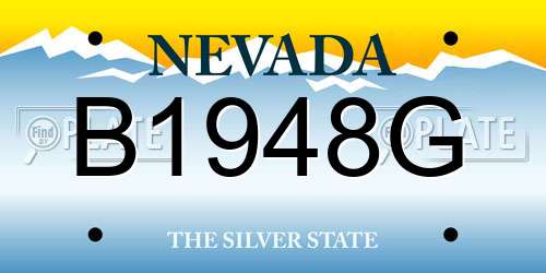 B1948G Nevada License Plate