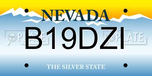 B19DZI Nevada License Plate