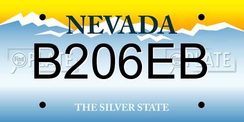 B206EB Nevada License Plate