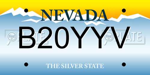 B20YYV Nevada License Plate