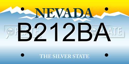 B212BA Nevada License Plate