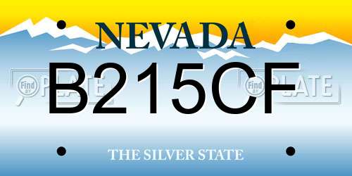 B215CF Nevada License Plate
