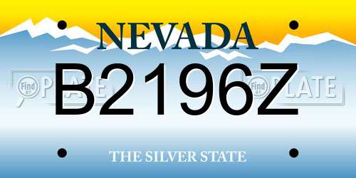 B2196Z Nevada License Plate