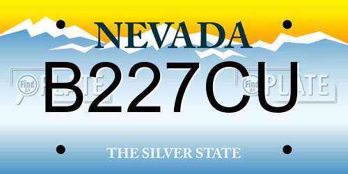B227CU Nevada License Plate