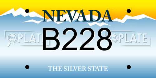 B228 Nevada License Plate